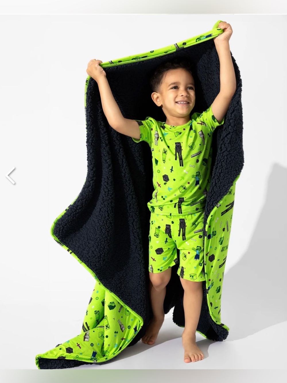 Bellabu Bear Minecraft Mob Squad Bamboo Large Sherpa Blanket Hypoallergenic